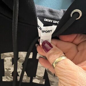 DKNYC Black Hoodie with Metallic Logo